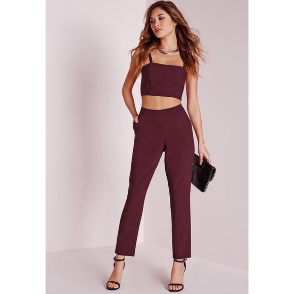 Missguided Pants - 🎁NWT missguided skinny crepe trousers in burgundy
